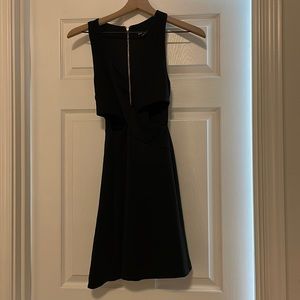 Express A-Line V-Neck Black Dress with Cut Outs